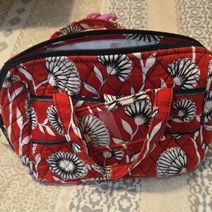 Vera Bradley Red and White Floral Cosmetic Bag